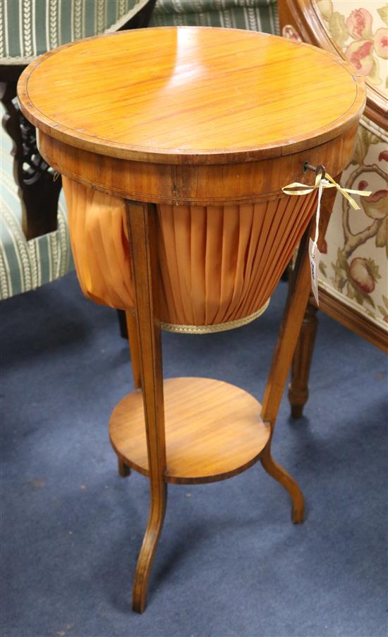A satinwood circular work table W.41cm